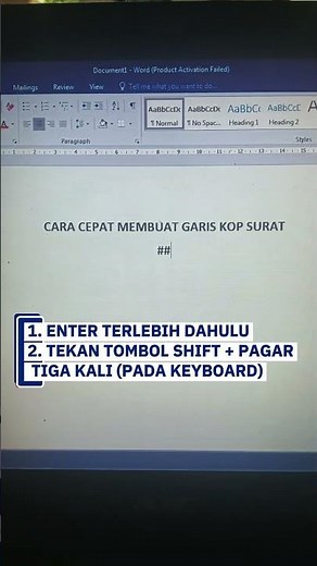 cara cepat membuat garis kop surat #tutorial #msword