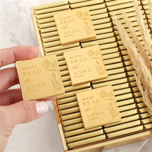 Wedding Chocolate Favors, Gold Mirror Wedding Chocolate Favors, Personalized Plexiglass Chocolate, Engagement Chocolate, Favors for Guest - Etsy
