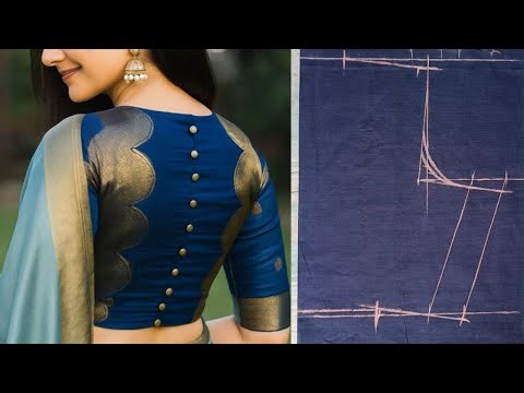 Front open back pack neck blouse cutting and stitching/ Blouse design/ four tuck blouse cutting/ diy