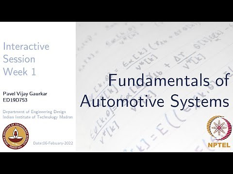 Week 1 Session: Fundamentals of Automotive Systems NPTEL