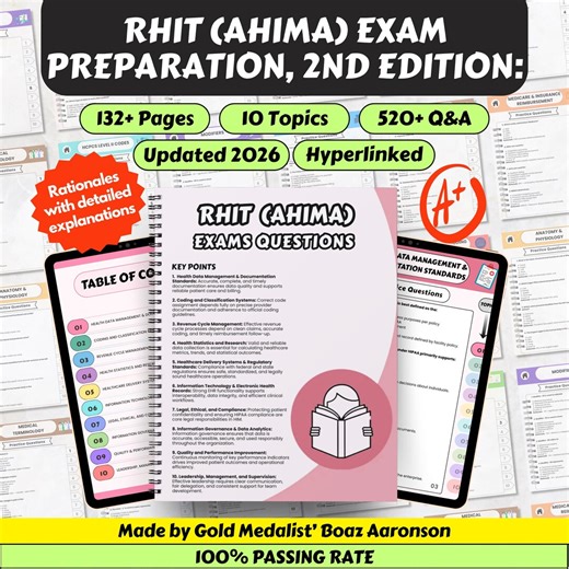 Complete RHIT (AHIMA) Exam Preparation 2026, 2nd Edition: Registered Health Information Technician, 520  Q&A (digital Download) - Etsy