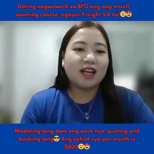 𝐀𝐧𝐨𝐭𝐡𝐞𝐫 𝐰𝐢𝐧 𝐧𝐚𝐧𝐚𝐦𝐚𝐧. 𝐃𝐚𝐭𝐢𝐧𝐠 𝐧𝐚𝐠𝐰𝐨𝐰𝐨𝐫𝐤 𝐬𝐚 𝐁𝐏𝐎 𝐚𝐧𝐠 𝐧𝐚𝐠-𝐞𝐧𝐫𝐨𝐥𝐥 𝐬𝐚 𝐅𝐫𝐞𝐢𝐠𝐡𝐭 𝐂𝐨𝐮𝐫𝐬𝐞, 𝐧𝐠𝐚𝐲𝐮𝐧 𝐅𝐫𝐢𝐞𝐠𝐡𝐭 𝐕𝐀 𝐧𝐚 𝐬𝐚 𝐢𝐬𝐚𝐧𝐠 𝟑𝐏𝐋 𝐜𝐨𝐦𝐩𝐚𝐧𝐲. 🔥🥰😎 Although wala syang experience sa Freight pero dahil sa tulong course naka land sya ng client.😍 Nag-enroll din sya dati sa ibang course like General VA 1 year na hindi parin sya makahanap ng client, pero nung nag-enroll sya sa Freight Courses 101, 1 month lang naka-land a