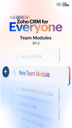 Zoho CRM on Instagram: "Episode 3: Team Modules | Best of Zoho CRM for Everyone 🚀 Right from creating a Team module to assigning roles and setting user permissions, this episode gives you a detailed walkthrough of how you can optimise Team Modules for seamless collaboration within your teams. 🤝 🔗 Watch the full episode using the link in bio! #ZohoCRMforEveryone"