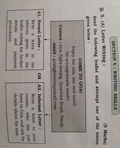 SECTION V : WRITING SKILLSG. 5. (A) Letter Writing :(5 Marks)... | Filo