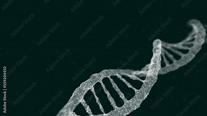 Abstract animated construction of a DNA molecule from particles. White abstract DNA user interface. Medical Center DNA research. green background Stock Video