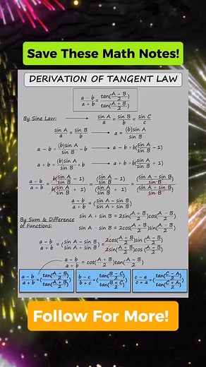 54K views · 694 reactions | WOW DERIVATION OF TANGENT LAW Math Notes 﫢 | Math Notes | Facebook