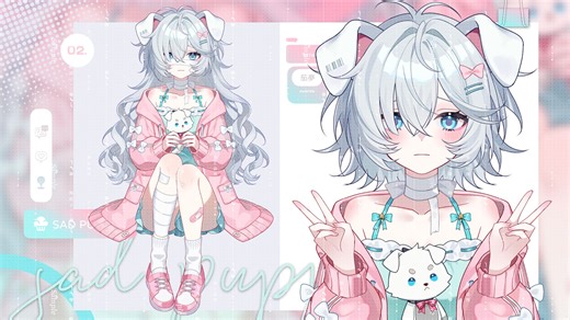 【悲伤小狗】19.9量贩模型～vup模型展示/虚拟主播live2d福利款~特点是是丧气萌~