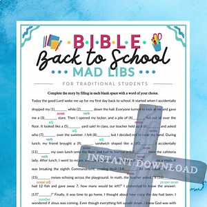 Bible Back to School Mad Libs Game for Traditional Student | Printable for Church, Sunday School, Ministry, Christian School Activity - Etsy