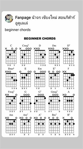 Beginner chords #NaJornChiangmai #Basicguitar #Easyguitar | Fanpage น้าจร เชียงใหม่ สอนกีต้าร์ อูคูเลเล่