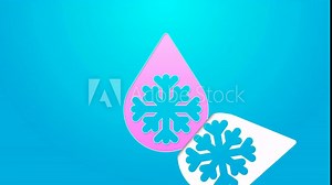 Pink line Defrosting icon isolated on blue background. From ice to water symbol. 4K Video motion graphic animation