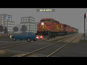 Light Locos hit car in Train and Rail Yard Simulator [Glitch]