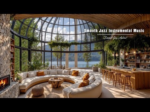Stress Relief with Smooth Jazz Instrumental Music | Cozy Living Room Ambience & Crackling Fireplace
