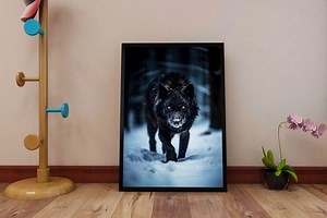 Black Wolf Poster - Lone Wolf Wall Art - Dark Forest Wildlife Print - Mystical Wolf Artwork - Snowy Wolf Decor - Predator Nature Scene - Etsy