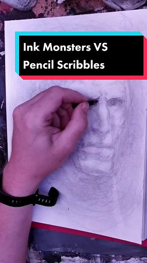 Ink Monsters VS Pencil Scribbles. #dailyinkmonster #howtodraw #inking #pencils #artpractice
