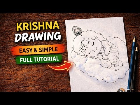 Krishna Drawing Easy & Simple | Step by Step Full Tutorial