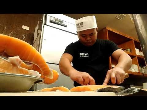 How to cut frozen salmon
