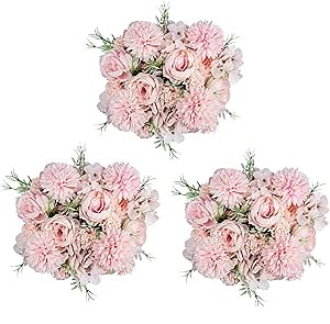 Amazon.com: DDcafor 6 Pack Artificial Flowers, Fake Faux Peony Silk Hydrangea Plastic Carnations Daisy Realistic Flower Arrangements for Wedding Decoration Table Centerpieces, for Home Office Party Decor (Pink) : Home & Kitchen