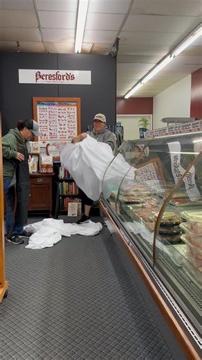 Just your local butcher shop… absolutely not haunted. (Don’t mind the ghosts — they’re just here for the bacon.) #BeresfordsButchers #BoocherShop #HalloweenHumor #ShopLocal | Beresford's Craft Meat and Deli