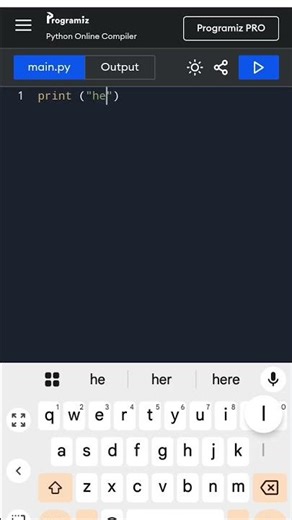 👉first python code: 👉Print…Hello World!👈 👉in phone👈 #python#coding #trading#sorts#programmer
