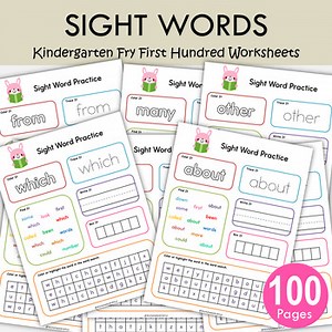 Fry First 100 Sight Words Practice Worksheets | Trace, Write, Find & More, T-451