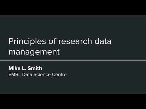 Principles of research data management