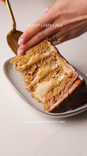 Rosie Brown | Churro Cake 🤎 If you love Churros, say hello to the softest churro cake. Four layers of tender cinnamon sponge layered with dulce de... | Instagram