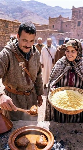 Berber Tribe Lamb Tagine & Couscous Feast! 🥘🔥#tribalfood #tribalcooking #shorts