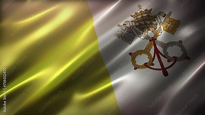 Flag of Vatican City, full frame perspective view, waving in the wind, realistic with a cinematic look and feel, and elegant silky texture, CG animation seamless loop-able. Stock Video