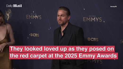 Charlie Hunnam and girlfriend Morgana McNelis at the 2025 Emmys