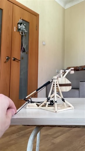 Interactive Wooden Catapult Launching Mechanism