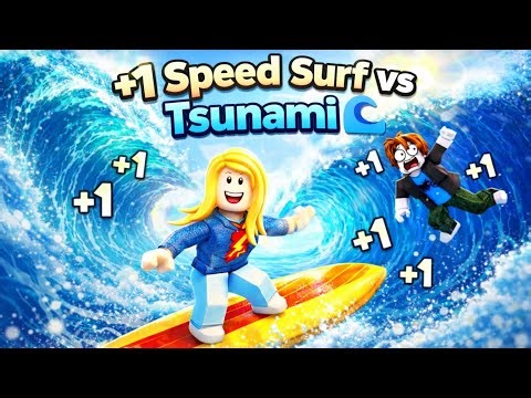 🌊 +1 Speed Surf vs Tsunami 😱 Can I Survive?!