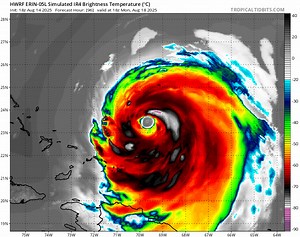 Watch the eye grow in size via eyewall replacement cycles. This video is from the new HWRF run and ends at 8 PM Tuesday: | My Personal Weatherman