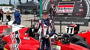 Son of the late Dan Wheldon wins first car race