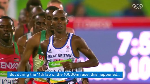 Remember this: Mo Farah falling down in the 10,000m event during the Rio Olympics but gets up and wins the event like the GOAT he is. Truly inspiring🙌 | Winnie Chepkorir