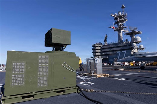 US Navy conducts first-ever laser weapon test on an aircraft carrier to counter drone threats at sea