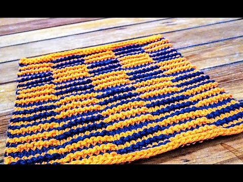 Shadow knitting - dishcloth: a Knittycat's Knits tutorial