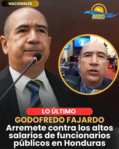 #MDSnoticias ‼️LO ÚLTIMO El vicepresidente del Congreso Nacional de Honduras, Godofredo Fajardo, anunció que trabaja en una iniciativa de ley general orientada a la reducción de salarios de altos funcionarios públicos. “No puede ser que tengamos una clase política rica en medio de un pueblo pobre”, expresó el legislador al referirse a la propuesta que busca generar ajustes en la estructura salarial del sector público.
