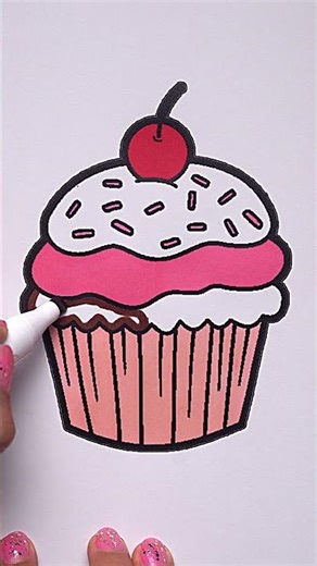 🧁 Cherry Cupcake ASMR Coloring | Satisfying & Relaxing marker sounds