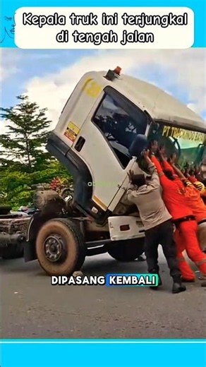 Truck cab flips forward and gets stuck #shortvideo #truck