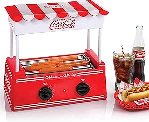 Nostalgia HDR565COKE Coca-Cola Hot Dog Roller and Bun Warmer, 8 Hot Dog and 6 Bun Capacity