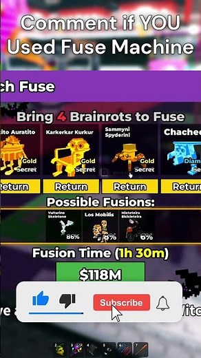 Starting the Fuse Machine with Secrets Gold and DIamond Roblox | Steal a Brainrot