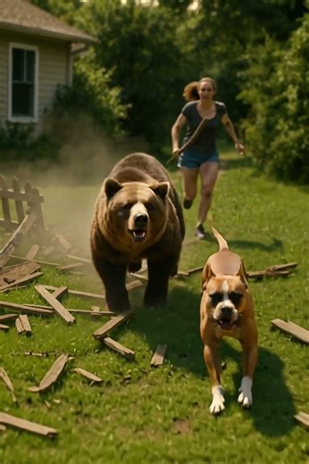 Brave Dog Faces a Bear in the Backyard #shorts #wildlife #dogs #bears #animalinstincts #viralvideo