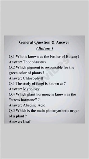 General Questions of Botany | Important Biology Questions 🌱
