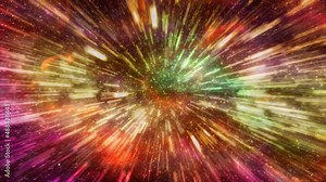 4k seamless flying through hyper space with stars and clouds zooming past the camera.