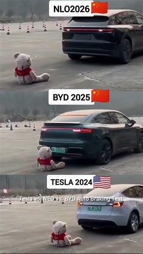 Tesla 2024 vs NIO 2026 vs BYD 2025 | Extreme Automatic Braking Test!#shorts