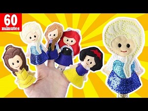 60min DISNEY PRINCESS Finger Family Song ! Frozen Anna & Elsa with Belle! FINGER FAMILY PUPPET SHOW