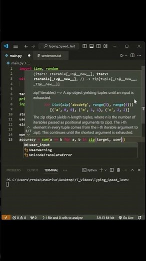 Build a Lightning-Fast Typing Speed Test in Python - 10 Lines of Code!#coding #python #programming