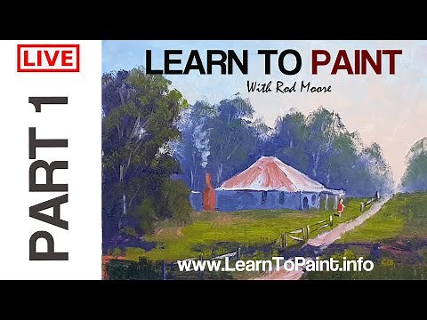 Water Mixable Oil Painting Beginners Tutorial Cottage In Landscape Step By Step - Part 1