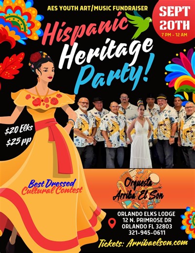 Hispanic, Heritage Dance - "Salsa, Sabor y Cultura" in Orlando - Tickets 2025-09-20 | Orlando's Elks Lodge