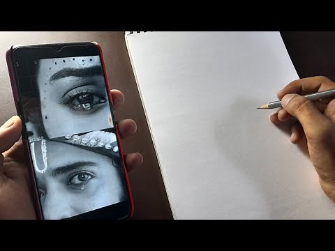 Radha Krishna Eyes Outline With Grid Method | Step By Step | For Beginners |